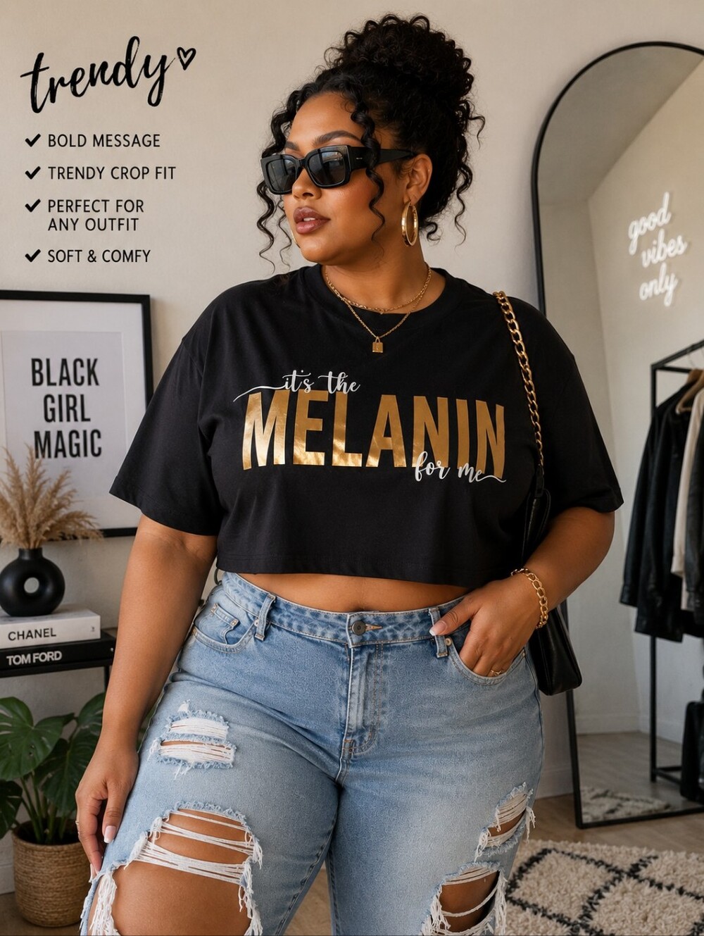 ✨ NWT Hope & Wonder "It's the Melanin for Me" Crop Top XXL ✨